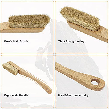 Premium Rock Climbing Brush with Thick Ultra Durable Boar's Hair Bristles, Bouldering Brush with Strong Handle, Climbing Gift for Rock Climbers (CJ-CB2008A+CJ-CB2045B(2 Pcs)