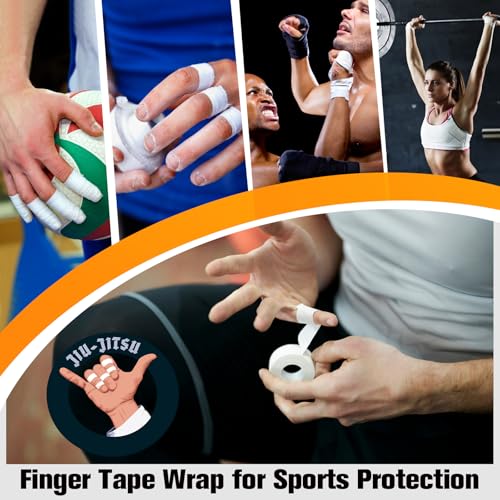 8 Pack Pro Finger Sports Tape, 0.5 in x 45 Ft Finger Tape for BJJ | Athletic Tape for Judo, Jiu-Jitsu, Wrestling, Rock Climbing, Weightlifting, White