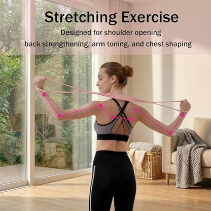 Figure 8 Resistance Band for Women, 8 Shaped Resistance Bands with Handles, Shoulder Back Arm Bands for Workout - color: pink