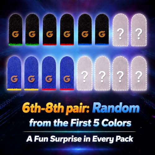 16-Pack Gaming Finger Sleeves for Mobile Gaming & Touchscreen | Carbon Fiber Material, High Sensitivity, Anti-Slip, Breathable, Ideal for Sweaty Hands, PUBG & COD Mobile - color: Mixed Blue& Black