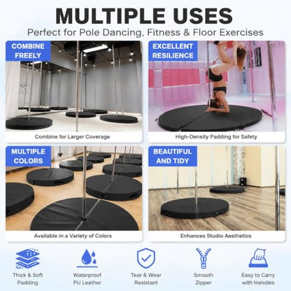 HARELA Pole Standard Dance Mat - Foldable Crash Mat, Fitness Gymnastic Yoga Safety Protection Pad, for Fitness Gymnastics Yoga Home Studio, 4 Panel Foldable - color: Purple, size: 180*3cm/70.9*1.2"