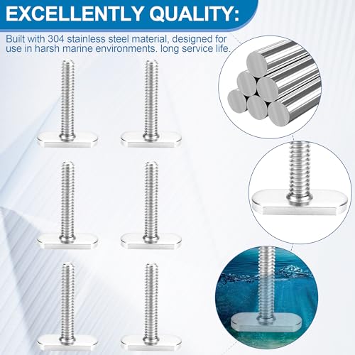 T Bolts for Kayak Track/Rail Mount, Kayak Track Accessories Screws 1.5 Inch Long, Nuts 1/2 Inch Wide, Kayak Hardware T-Slot Bolts 6 Pack - size: 1.5 Inch