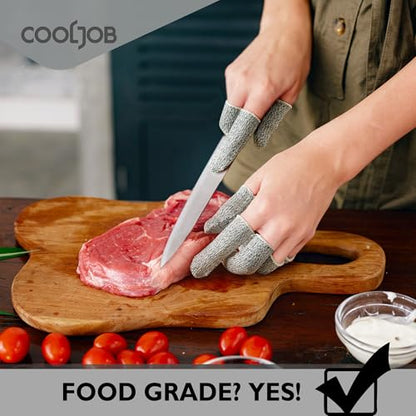 COOLJOB 20-Pack A5 Cut Resistant Finger Cots Full Coverage, Set of 4 - Reusable Anti-Slip Snug-fit Design, Conforms to Men Women Fingers for Work, Kitchen, Garden, Sculpture, Picking, Pruning, L/XL - size: Large/Xlarge