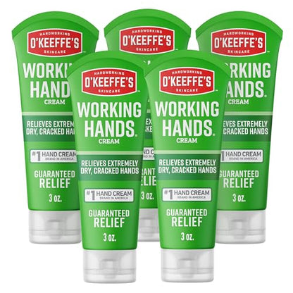 O'Keeffe's Working Hands Hand Cream for Extreme Dryness - 3 oz Tube (5 Pack) - Repairing Skincare for Cracked, Dry Hands - size: 3 Ounce (Pack of 5)
