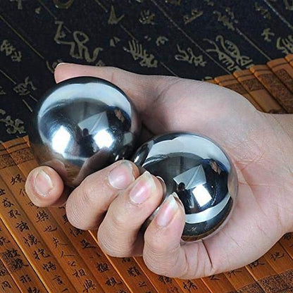 JapanBargain 3297, Chinese Baoding Balls Hand Therapy Exercise Stress Relief Balls, 1-5/8 inch, Chrome Color - color: Silver
