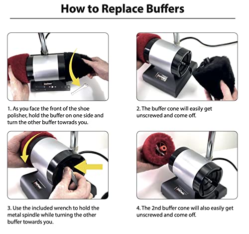 JOUNJIP Electric Shoe Shine Polisher with 100% Natural Lamb Wool Buffers