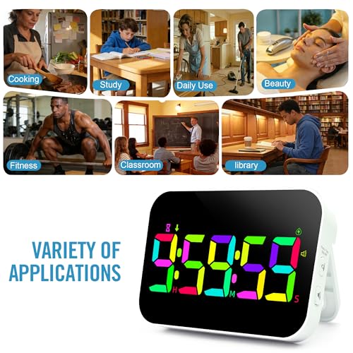 Digital Timer for Classroom, Pomodoro, Gym & Kitchen – Rechargeable Magnetic Countdown Timer, Large LED Display, Loud Alarm, 3 Volume Levels & 3 Brightness Settings - style: Upgraded Version with Gym Modes