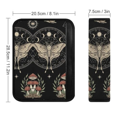 2PCS Moth Mushroom Gothic Witchy Mysterious Moon Phase Goth Night Car Seat Straps Shoulder Pads Universal Soft And Comfortable Seat Belt Covers Cushion for Child, All Vehicles, Shock Absorption - color: Pattern 574