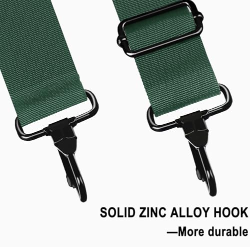 Shoulder Strap 56 inch, Universal Adjustable Thick Soft Duffel Bag Shoulder Strap Replacement Comfortable Belt with Metal Swivel Hooks for Laptop Messenger Bag, Briefcase, Shoulder Bag, Dark Green - color: Dark Green