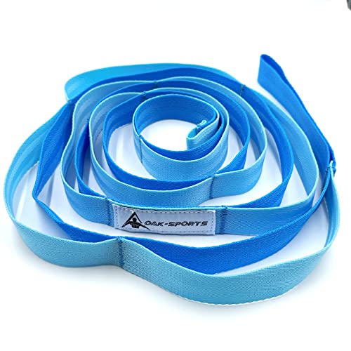 Stretching Strap Yoga Strap with Loops for Physical Therapy, Non-Elastic | 10 Loops, 75 inches length, Multi-Color Selection for Yoga Strap for Stretching, Pilates, Dance and Gymnastics - color: Blue/Light Blue