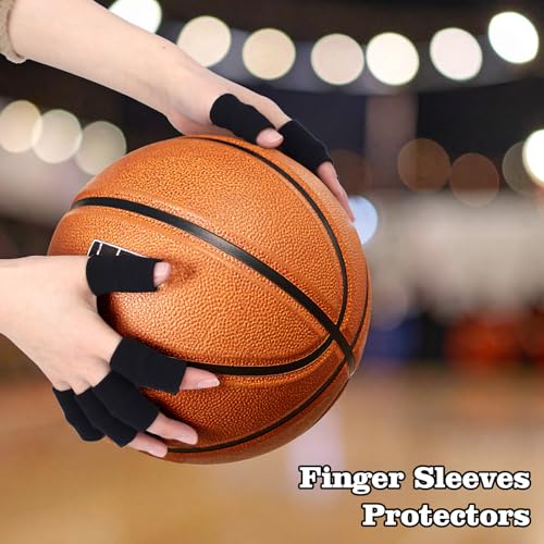 ElevateTech Finger Sleeves Protectors, 10 Pcs Finger Arthritis Sleeves Elastic Thumb Splint Brace Support Protector for Relieving Pain Breathable Fingers Tape for Basketball Golf Sports Aid Support