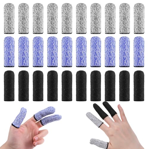 Finger Covers for Cuts, 30 Pcs Reusable Non Slip Finger Cots Breathable Finger Tips Protector Thumb Guard for Kitchen Garden Work Sculpture