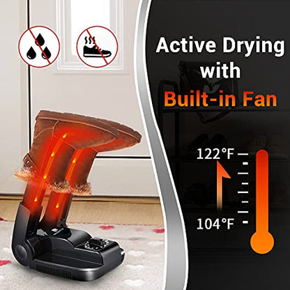Dr. Prepare Boot Dryer Shoe Dryer, Glove Dryer & Boot Warmer with Heat Blower, Portable Adjustable Rack and Timer, Folding Design & Quick Drying for Shoes, Gloves, Hats, Socks, Ski Boots