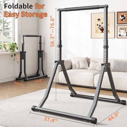 Foldable Pull Up Bar Station 58.3''-76.8'' Power Tower - color: 58.3"-76.8" with Assistance Bands