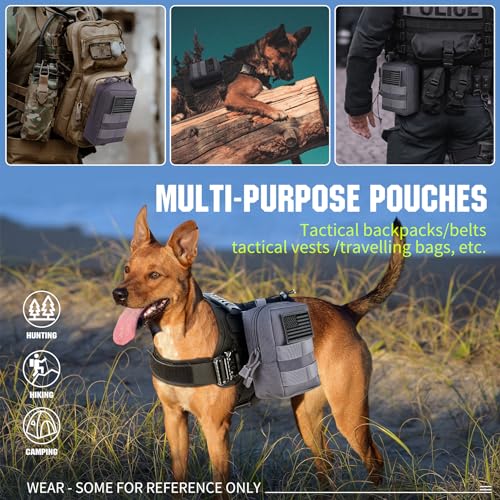 2 Pack Tactical Molle EDC Pouch Multi-Purpose Compact Pack Water-Resistant Utility Pouch with Flag Patch - color: Gray