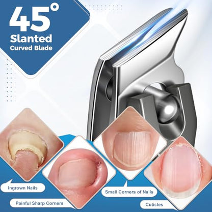 Nail Clippers for Men Thick Nails with Slanted Blade, Heavy Duty Nail Clippers with Catcher No Splash Fingernail Clipper Nail Cutter Gifts for Men Women Adults - style: Black Nail Clippers with Cather Set