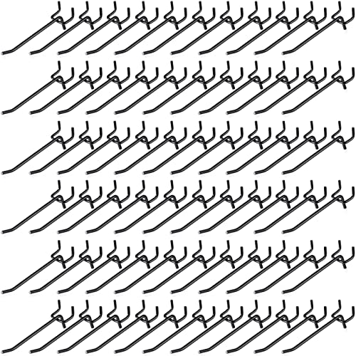 Shimeyao 100 Pcs Peg Board Shelving Hooks Stainless Steel Hanging Board Pegs Wall Display Hooks Bulk for 1/8 1/4 Garage Storage Organizer Accessories (4 Inch,Black) - color: Black, size: 4 Inch