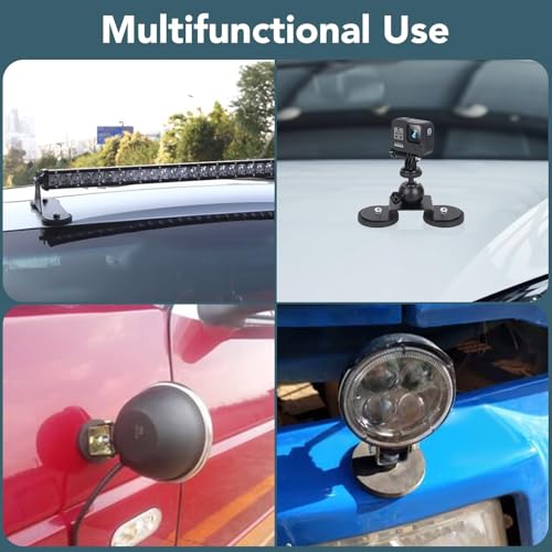 DIYMAG Rubber Coated Mounting Magnets 1/4in 65lbs 12pcs | Anti-Scratch Protective Layer, Solid Magnet Base, Powerful Magnetic Holding, for Camera, Light Bar, Mirror, License Plate - size: 1/4in Female-65LB-2.59in