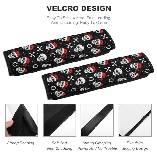 Universal Fit Seat Belt Shoulder Pad for Kids, Car Seats Pushchair Strollers High Chair Pushchair, 1 Pair Pirate Skulls Black Automotive Seat Belt Protector - color: Pattern 1251