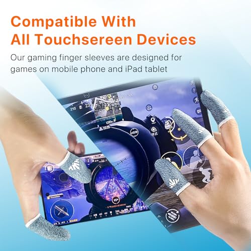 JWH Ultra-Thin Silver Fiber Gaming Finger Sleeves,Blue Thumb Sleeves Gaming Cots,10 Pack Gaming Finger Gloves for PUBG,with Storage Box,High Sensitivity,Anti-Slip,Fundas para Dedos Gamer - color: 10Pcs Blue + Storage box