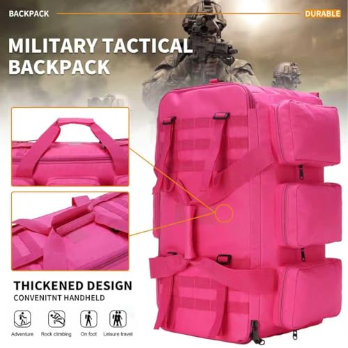 3 In 1 Military Duffel Bag 50L Gym Bag for Men Convertible Weekender Backpack for Sports Travel Basketball (50L-Rose) - color: 50L-Rose