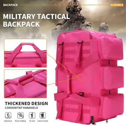 3 In 1 Military Duffel Bag 50L Gym Bag for Men Convertible Weekender Backpack for Sports Travel Basketball (50L-Rose) - color: 50L-Rose