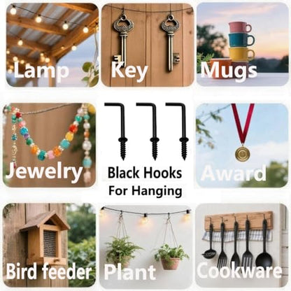 100 PCS 1-1/4 Inch Black Screw in L Hooks, 7 Shaped Right Angle Screw Hooks for Hanging Lamp,Plants,Decorations,kitchenware and DIY Crafts - size: 1-1/4inch 100pcs
