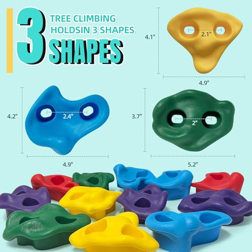 32PCS Rock Wall Climbing Holds and 12 PCS Large Tree Climbing Holds for Kids, Large Climbing Holds Adult Rock Wall Holds Climbing Rock Wall Grips for Indoor and Outdoor Playground Play Set