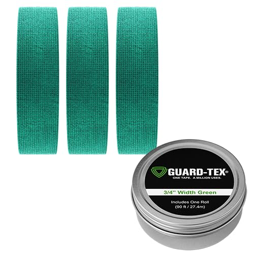 Guard-Tex® Green Athletic Finger Tape - Self-Adhesive Natural Cotton Air-Mesh™ No Residue - 3/4 Inch - 3 Rolls, 90 Ft (270 Ft Total) - USA Made - color: Classic Green, size: 3 rolls, 3/4"