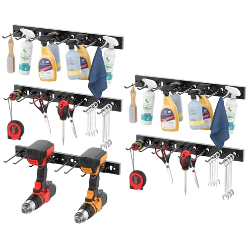 CCCEI 5 Modular Pegboard Strip Storage, Metal Peg Slat Wall Mount for Garage, Basement, Garden, Laundry Room Organization. Flexible Tool Organizer for Rake, Shovels, Crafting. Gifts for Men, Red. - color: Black, size: Pack of 5