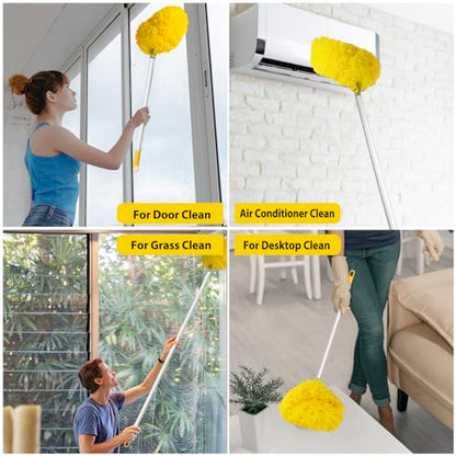 FONUNO Ceiling Fan Cleaner Duster High Ceiling Extended Fan Blade Cleaner | Reusable Microfiber Ceiling Fan Duster with Extension Handle from 13 to 50 Inch for Furniture Bookshelves Wall Door, Yellow - color: Yellow