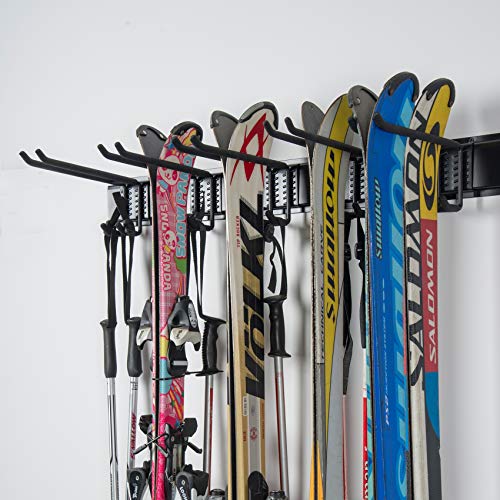 WALMANN Garage Storage Organization System Ski Wall Rack Up to 10 Pairs of Skis Mount Hanger Home Shed and Garage Snowboard Wall Rack Holds Up to 300 lbs