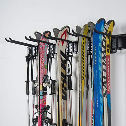 WALMANN Garage Storage Organization System Ski Wall Rack Up to 10 Pairs of Skis Mount Hanger Home Shed and Garage Snowboard Wall Rack Holds Up to 300 lbs