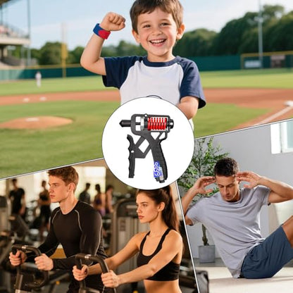 Adjustable Grip Strength Trainer - Hand Muscle Training Equipment 11-364 Lbs, Gym Grip Strengthener | For Exercise, Fitness, Weightlifting, Climbing - color: Black