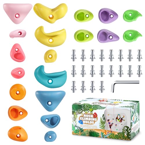 TOPNEW 20PC Kids Climbing Holds, Climbing Rocks for Play Set, Swingset - Adult Rock Wall Holds with Mounting Hardware for Indoor Outdoor Climbing Wall, Pastel Color - style: 20 PCS Pastel Color Climbing Holds
