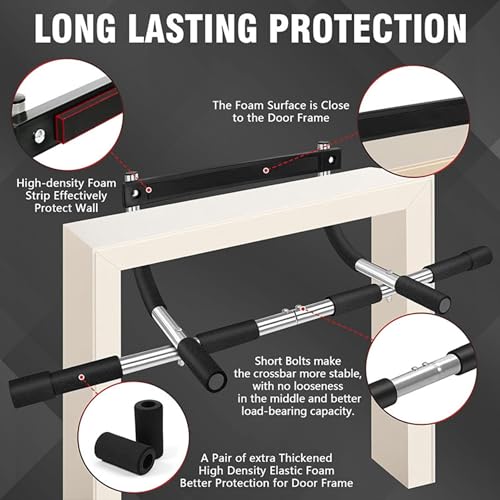 SteelCrush Pull Up Bar for Doorway – No Screws, No Damage Door Frame Chin Up Bar for Apartments & Renters, Multi-Grip Upper Body Workout, Fits 27–36" Doorways, 330 lbs Capacity