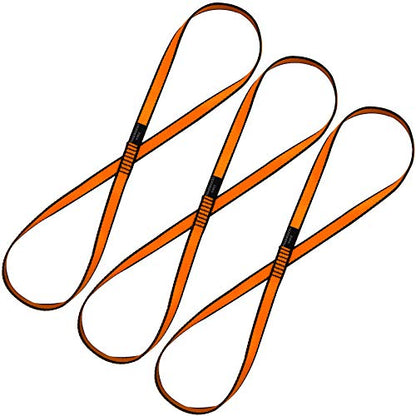 KIKIGOAL 18MM Nylon Climbing Sling Runner 23KN CE2008/EN566 Rock Climbing Webbing Straps for Outdoor Climbing, Rappelling, Swing, Yoga Hammock etc - size: 120 cm (48 inches), style: 3PCS ORANGE
