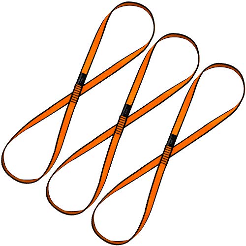 KIKIGOAL 18MM Nylon Climbing Sling Runner 23KN CE2008/EN566 Rock Climbing Webbing Straps for Outdoor Climbing, Rappelling, Swing, Yoga Hammock etc - size: 120 cm (48 inches), style: 3PCS ORANGE