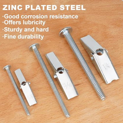 25 Pcs 3/16 Inch Toggle Bolts Heavy Duty Metal Drywall Anchors Kit | Dry Wall Anchors and Screws Kit for Hanging Lamps Heavy Items, Butterfly Anchors for Ceiling, Sheetrock, Hollow Wall - size: 3/16"-50pcs(25sets)