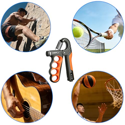 Hand Gripper Strengthener, 11-220LBs Adjustable Resistance Grip Strength Trainer with Counter, Forearm Exerciser for Injury Recovery and Muscle Building - color: Blue