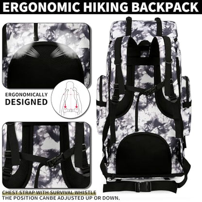 Hiking Backpack for Men 70L/100L Camping Backpack Military Rucksack Molle 3 Days Assault Pack for Climbing | Camping Backpack - color: 100l-blackwhite