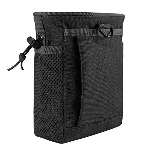 FRTKK Tactical Molle Drawstring Magazine Dump Pouch Outdoor Ammo Pouch, Adjustable Military Utility Belt Fanny Hip Holster Bag - color: Black