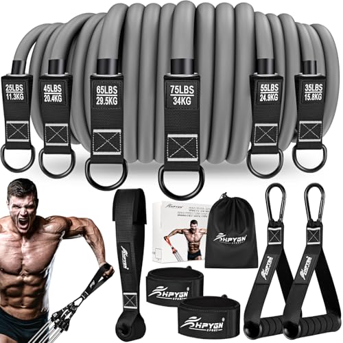 HPYGN Heavy Resistance Bands, 300LBS Exercise Bands for Working Out, Fitness Bands with Handles, Workout Bands for Men, Weight Bands Set for Muscle Training, Strength, Slim, Yoga, Home Gym Equipment - color: Black, style: 360LBS