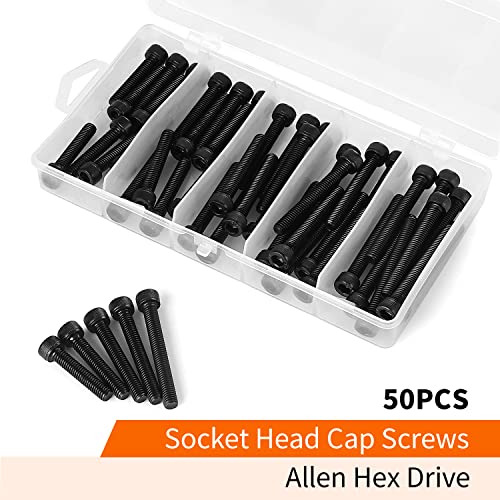 M6 x 30mm 35mm 40mm 45mm 50mm Hex Socket Head Cap Screws Bolts 12.9 Grade Alloy Steel, Black Oxide Finish, Metric Allen Hex Drive, Machine Fully Threaded, Assortment Kit 50PCS - size: M6 x 30/35/40/45/50mm (50PCS)