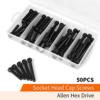 M6 x 30mm 35mm 40mm 45mm 50mm Hex Socket Head Cap Screws Bolts 12.9 Grade Alloy Steel, Black Oxide Finish, Metric Allen Hex Drive, Machine Fully Threaded, Assortment Kit 50PCS - size: M6 x 30/35/40/45/50mm (50PCS)