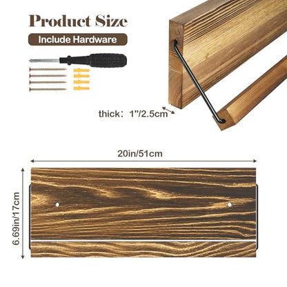 Nisorpa 20 Inches Wall Mounted Shoe Rack, Rustic Burnt Wood Wall Shoe Rack Mounted Slim, and Small Space Saving Shoe Storage Solution for Shoes in Narrow Spaces, Entryways, or Hallways, 2 Pack - size: 20 inch