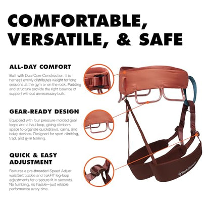 BLACK DIAMOND Women's Momentum Rock Climbing Harness, Adjustable Loops - color: Baja Sunrise, size: MD (30-33" Waist)