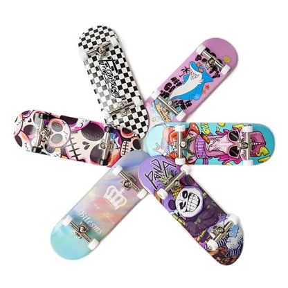 6PCS Pro 32mm Fingerboard Wooden Board Professional Mini Finger Skateboard Set of 6 - color: 6pcs