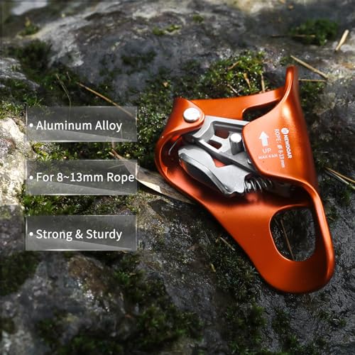 NewDoar Rock Climbing Chest Ascender Abdominal for Vertical Rope Climbing CE Certified Rope Clamp for 8~13MM Rope - color: Orange