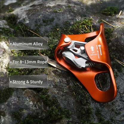 NewDoar Rock Climbing Chest Ascender Abdominal for Vertical Rope Climbing CE Certified Rope Clamp for 8~13MM Rope - color: Orange